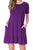 Sexy Purple Short Sleeve Draped Hemline Casual Shirt Dress