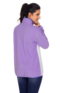 Sexy Purple Stand Collar Buttons Fleece Pullover Top