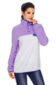 Sexy Purple Stand Collar Buttons Fleece Pullover Top