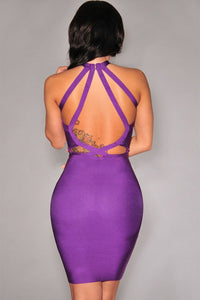 Sexy Purple Strappy Cut-Out Back Bandage Dress