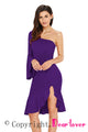 Sexy Purple Twist and Ruffle Accent One Shoulder Prom Dress