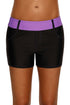 Sexy Purple Waistband Faux Denim Sports Shorts