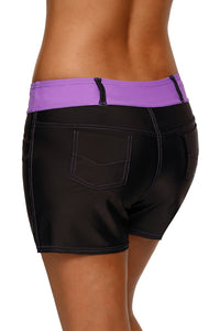 Sexy Purple Waistband Faux Denim Sports Shorts