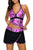 Sexy Purple White Spots V-neck Tankini Wrapped Skirt Swimsuit