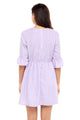 Sexy Purple White Stripe Flounce Sleeve Seersucker Dress