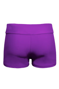 Sexy Purple Wide Waistband Swimsuit Bottom Shorts