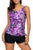 Sexy Purplish Dewdrop Print Blouson Tankini Swimsuit