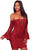 Sexy Purplish Red Crochet Overlay Off The Shoulder Fitted Mini Dress