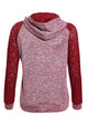 Sexy Purplish Red Lace Accent Kangaroo Pocket Hoodie