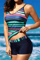 Sexy Rainbow Stripes Tankini Swimwear
