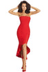 Sexy Red Asymmetric Ruffle Hem Strapless Party Dress