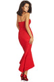 Sexy Red Asymmetric Ruffle Hem Strapless Party Dress