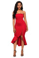 Sexy Red Asymmetric Ruffle Hem Strapless Party Dress