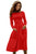 Sexy Red Bateau Collar Casual Big Pocket Skater Dress