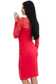 Sexy Red Black Lace Sleeve Embroidery Ruched Sheath Dress