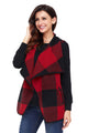 Sexy Red Black Plaid Open Front Vest