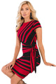 Sexy Red Black Stripe Knot Sheath Dress
