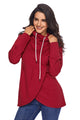 Sexy Red Casual Asymmetric Hem Pullover Hoodie