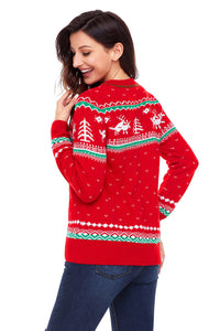 Sexy Red Christmas Reindeer Knit Sweater Winter Jumper