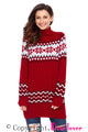 Sexy Red Christmas Snowflake Knit Turtleneck Jumper