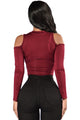 Sexy Red Cold Shoulder Formfitting Bodysuit