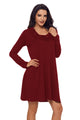 Sexy Red Cowl Neck Long Sleeve Casual Loose Swing Dress