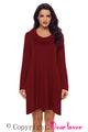 Sexy Red Cowl Neck Long Sleeve Casual Loose Swing Dress