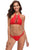 Sexy Red Crisscross Detail High Neck Halter Swimsuit