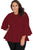 Sexy Red Crochet Insert Bell Sleeve Plus Size Top