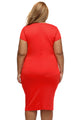 Sexy Red Curvaceous Cutout Foil Print Bodycon Dress