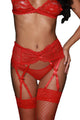 Sexy Red Floral Lace Holder Elastic Gater Belt