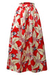 Sexy Red Floral Printed High Split Maxi Skirt