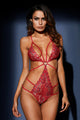Sexy Red Heart Lace Strappy Teddy