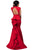 Sexy Red High Neck Ruffle Back Ponti Gown