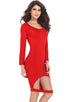 Sexy Red Hollow-out Front Hem Sexy Bodycon Dress