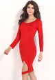 Sexy Red Hollow-out Front Hem Sexy Bodycon Dress