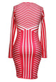 Sexy Red Irregular Striped Sweetheart Neckline Print Dress