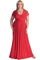 Sexy Red Lace Yoke Ruched Twist High Waist Plus Size Gown