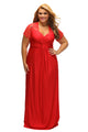 Sexy Red Lace Yoke Ruched Twist High Waist Plus Size Gown