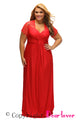 Sexy Red Lace Yoke Ruched Twist High Waist Plus Size Gown