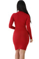 Sexy Red Lace-up Corset Cut Out Long Sleeve Dress