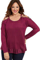 Sexy Red Lace up Sleeves Plus Size Top