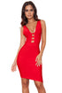 Sexy Red Ladder-bust Asymmetric Bandage Dress