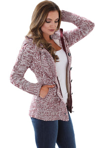 Sexy Red Long Sleeve Button-up Hooded Cardigans