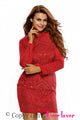Sexy Red Mini Jeweled Quilted Long Sleeves Dress