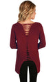 Sexy Red Never Look Back Lace Up Sweater