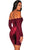 Sexy Red Off Sholder Long Sleeve Velvet Panels Lace up Dress