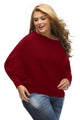 Sexy Red Off Shoulder Bat Long Sleeves Loose Fit Sweater