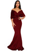 Sexy Red Off The Shoulder Mermaid Maxi Dress