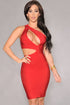 Sexy Red One-Shoulder Peep Hole Bandage Dress